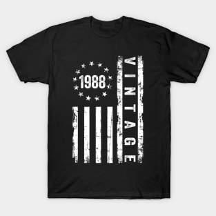 36 Years Old Gifts Vintage 1988 American Flag 36th Birthday T-Shirt